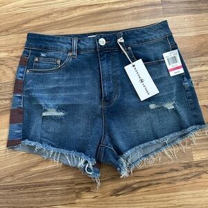 Ashley Mason Cut Off Jeans Shorts America Print On Back Size 13